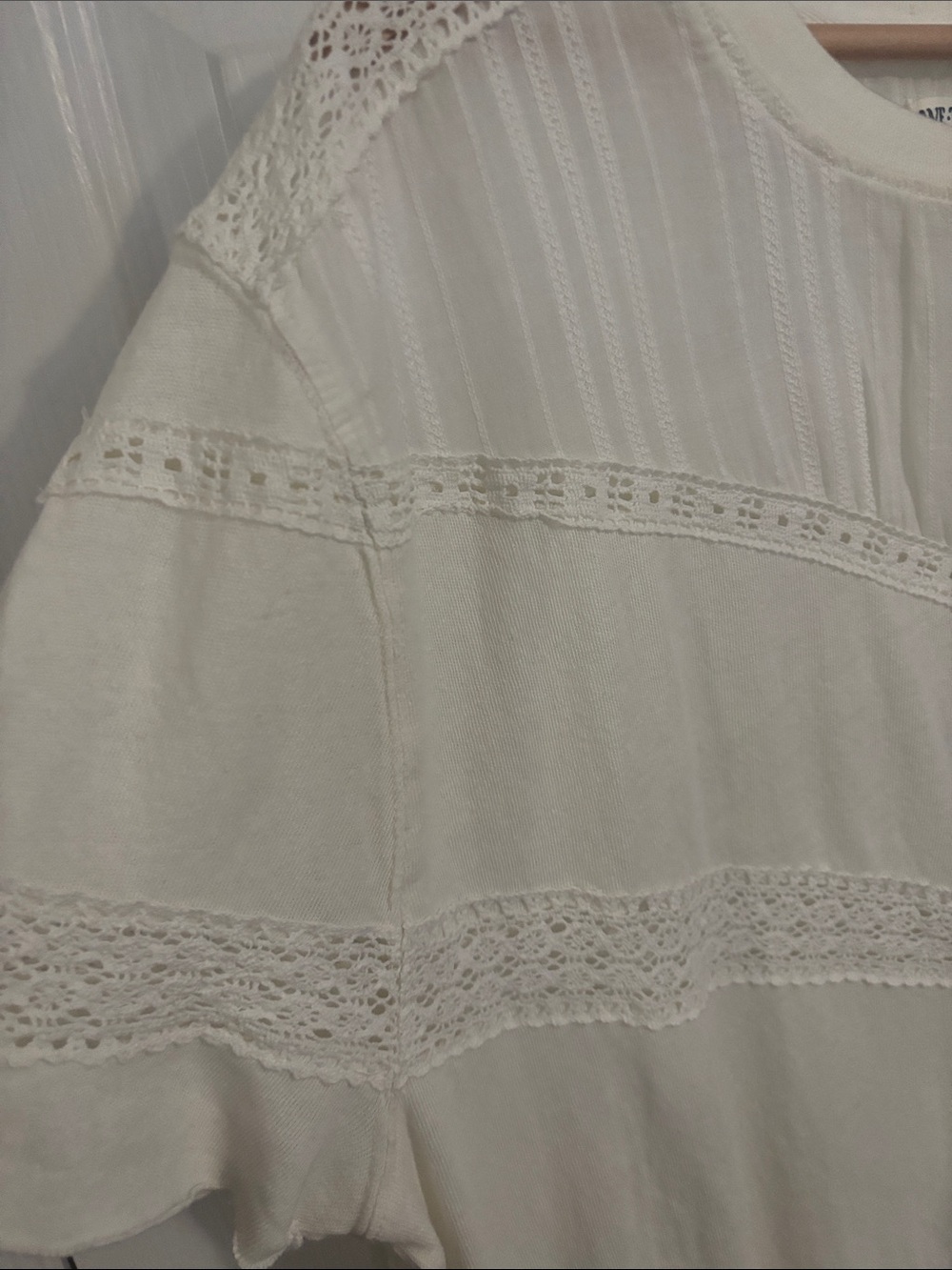 We The Free Ivory Lace-Trim Short Sleeve Tee - Picture 6 of 8